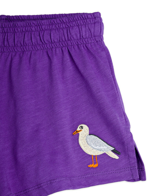 Mini Rodini Seagull Embroidered Shorts Purple