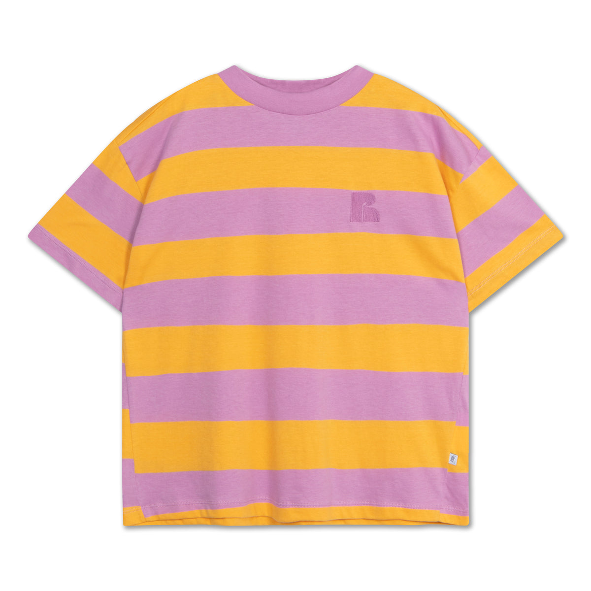 Repose AMS oversized boxy tee - orchid marigold block stripe