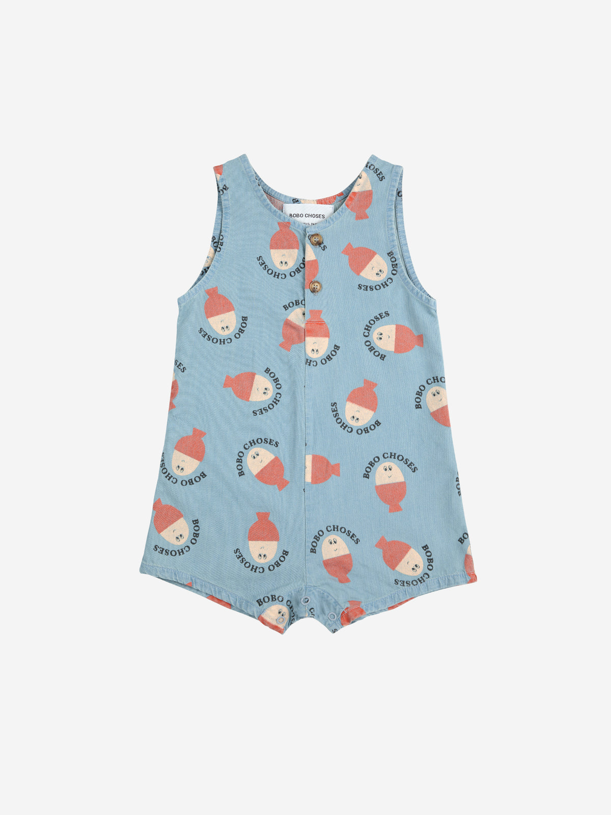 Bobo Choses Baby Morning Egg all over denim playsuit