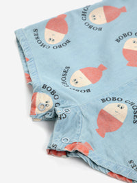 Bobo Choses Baby Morning Egg all over denim playsuit