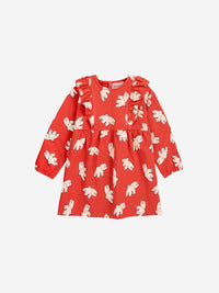 Bobo Choses Baby Freedom Bird all over ruffle dress Red