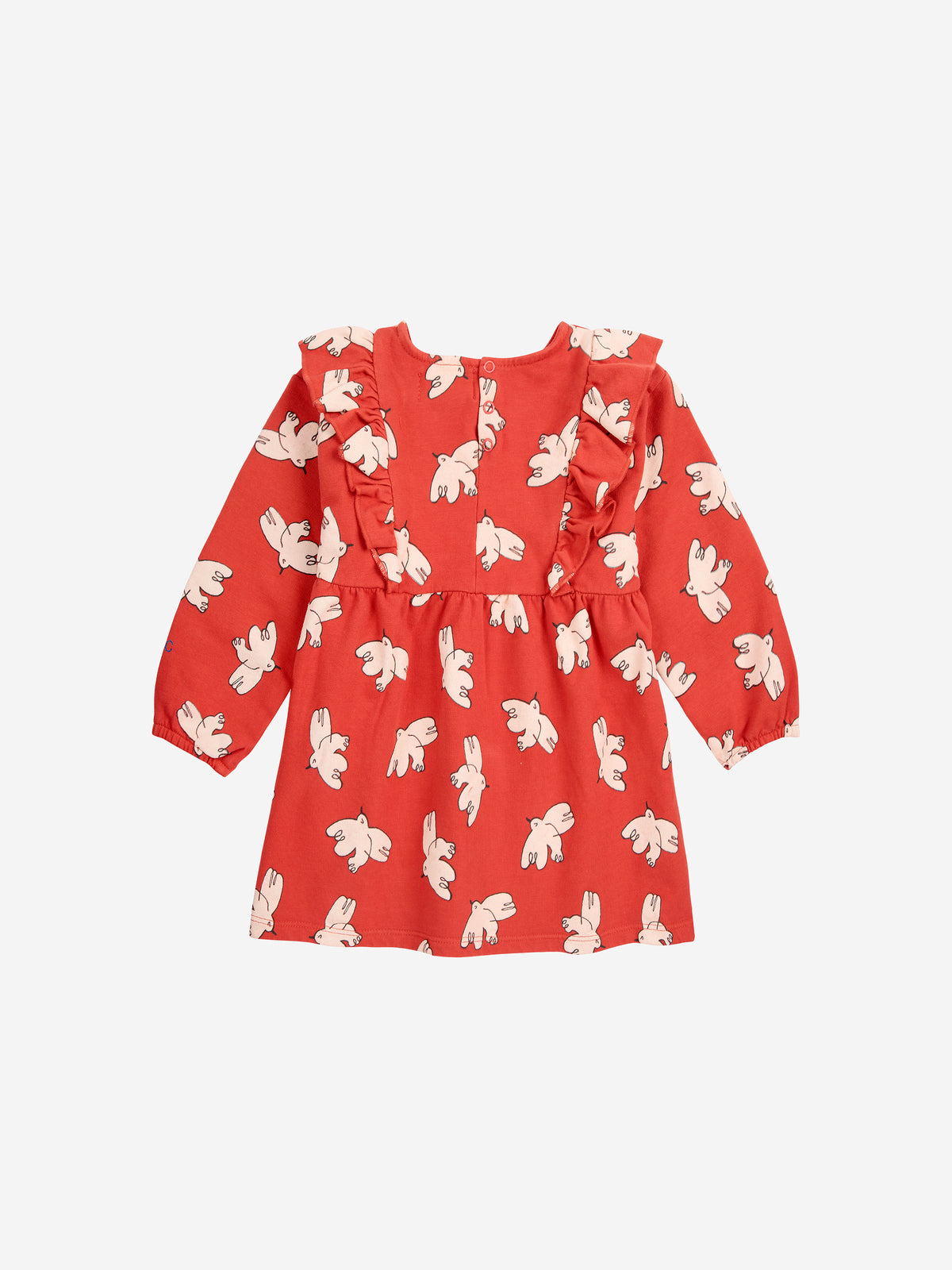 Bobo Choses Baby Freedom Bird all over ruffle dress Red