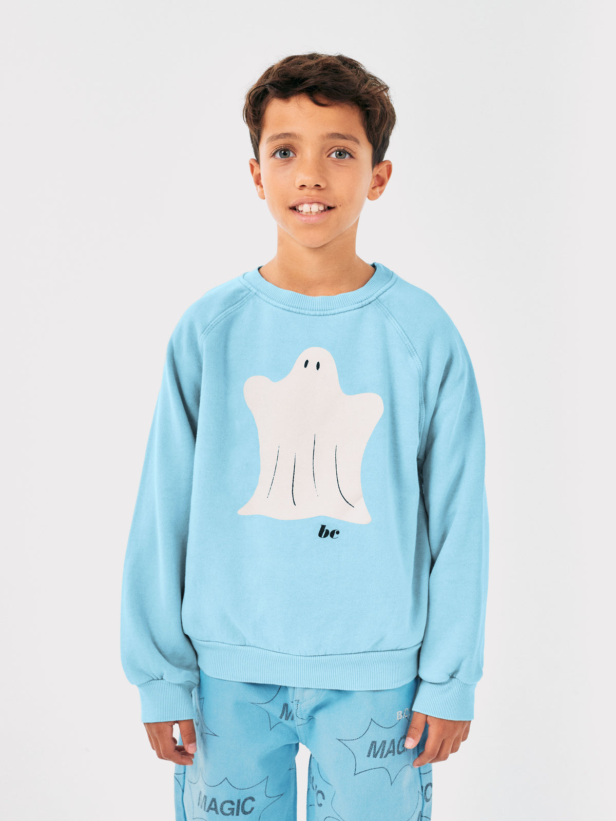 Bobo Choses Funny Ghost ranglan sleeve sweatshirt Light Blue