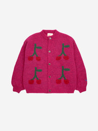 Bobo Choses Bobo Cherry intarsia cardigan Fuchsia