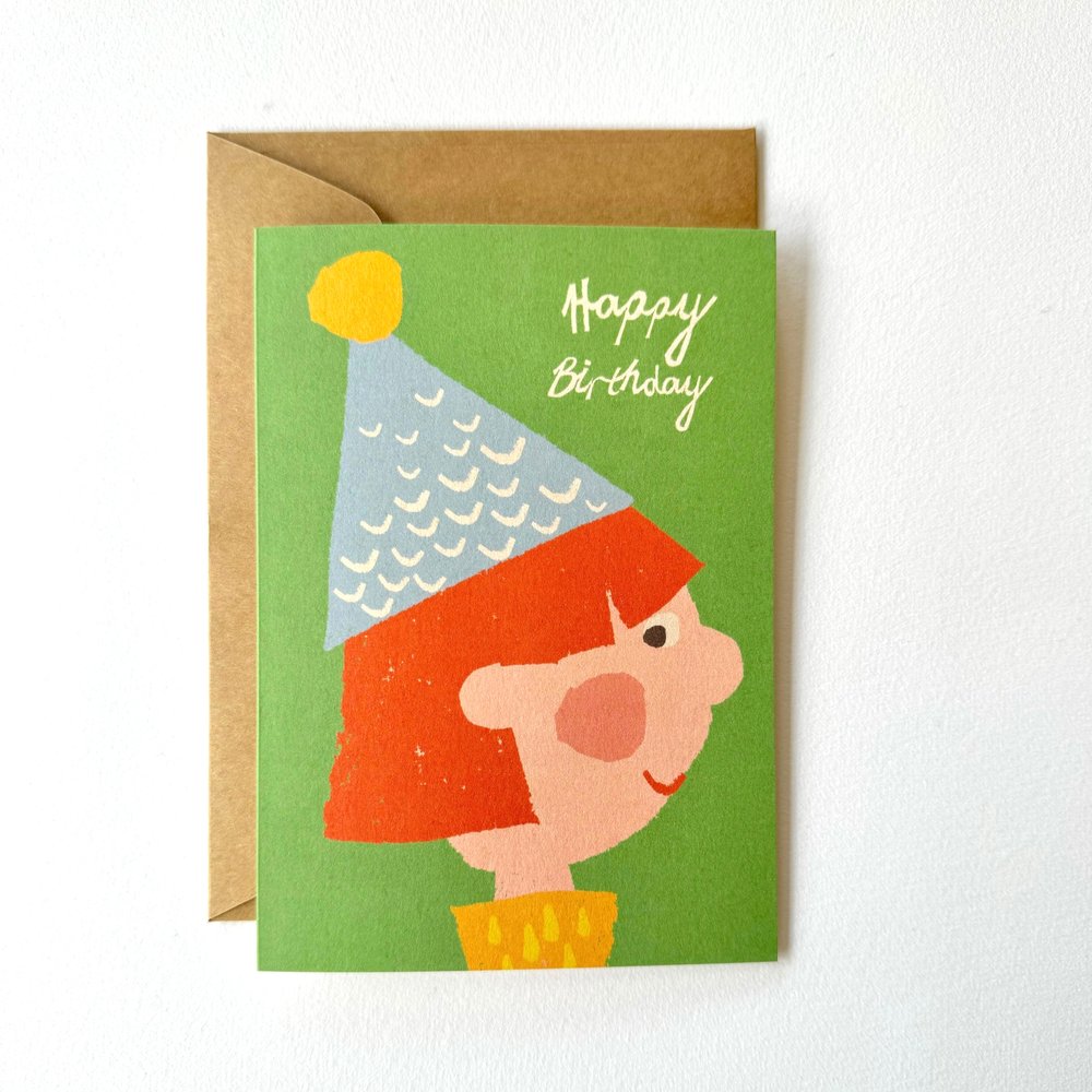 Florence Fry Triangle Hat Green Greeting Card