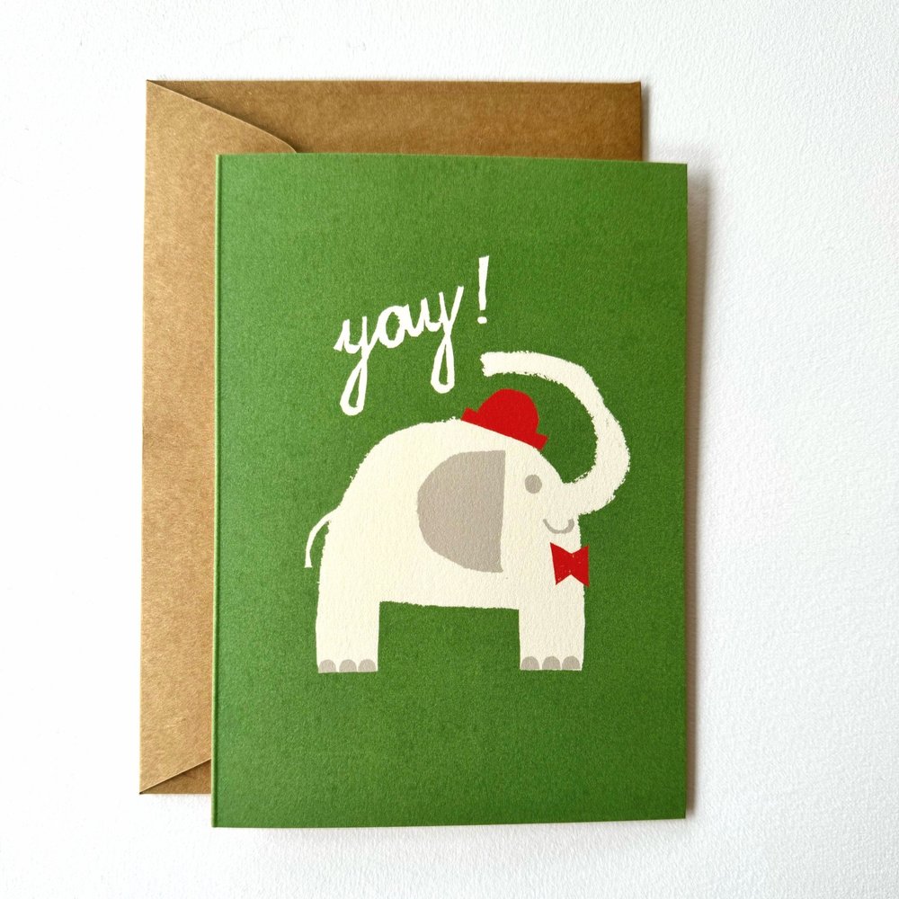 Florence Fry Yay! Elephant Greeting Card