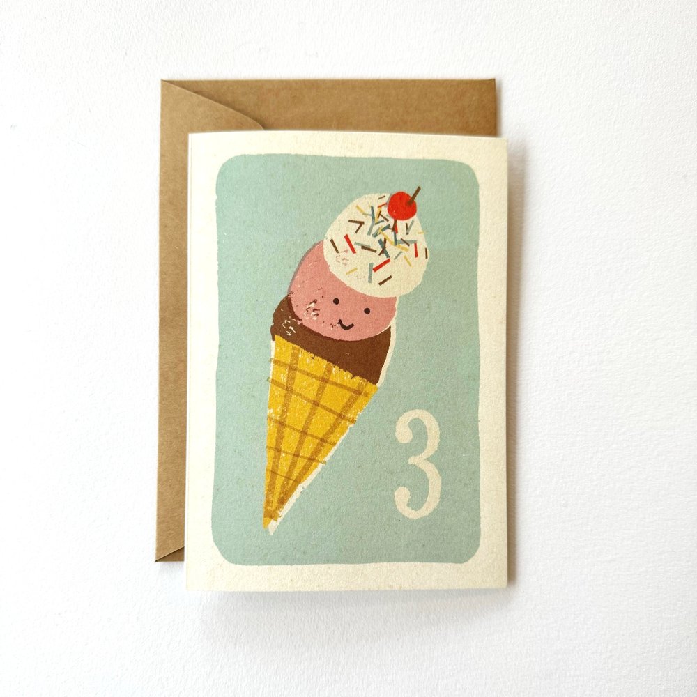 Florence Fry 3 Icecream Scoops Greeting Card