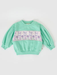 Goldie and Ace HAZEL PUFF SLEEVE BUNNY SWEATER MINT