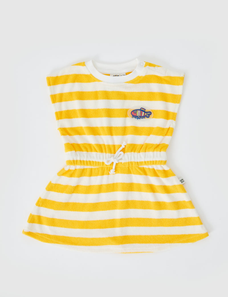 Goldie and Ace LITTLE FISHY TERRY TOWELLING TIE DRESS