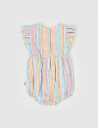 Goldie and Ace LANI LINEN ROMPER PASTEL STRIPE