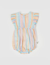 Goldie and Ace LANI LINEN ROMPER PASTEL STRIPE