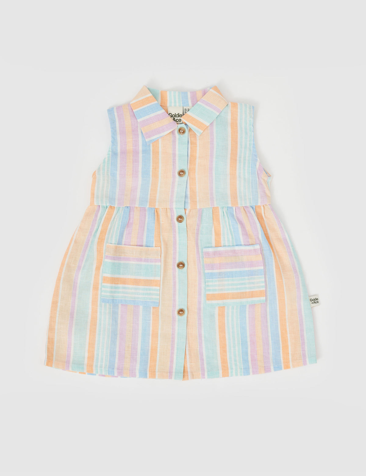 Goldie and Ace RUDY LINEN DRESS PASTEL STRIPE