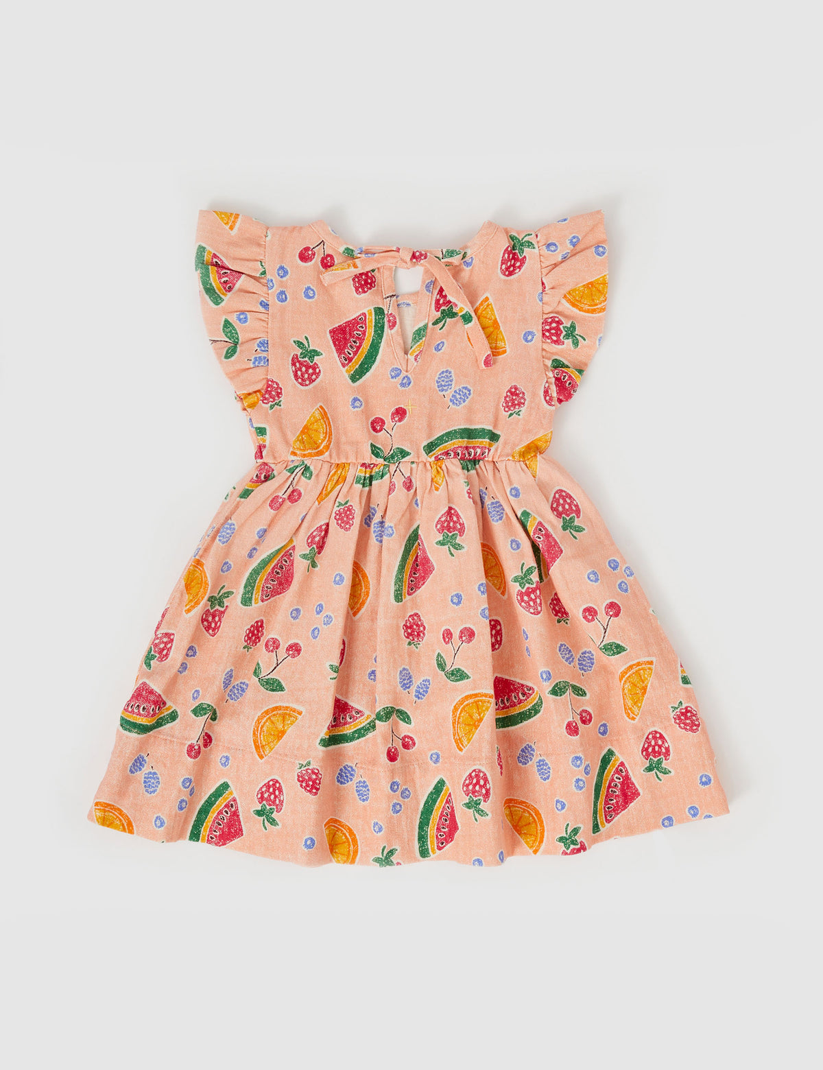 Goldie and Ace LYLA LINEN DRESS FRUIT SALAD PEACH MULTI