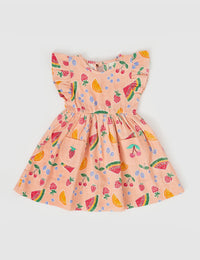 Goldie and Ace LYLA LINEN DRESS FRUIT SALAD PEACH MULTI