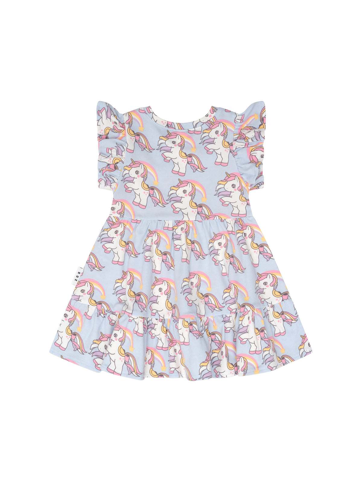 Huxbaby Rainbow Unicorn Tier Dress Ice Water