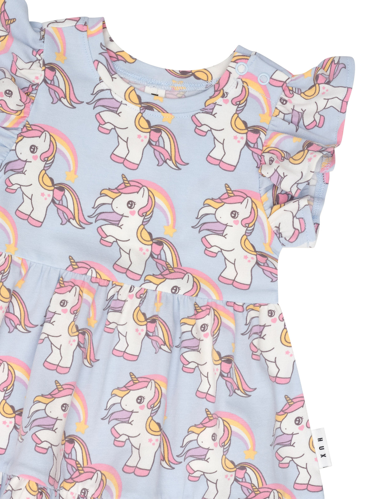 Huxbaby Rainbow Unicorn Tier Dress Ice Water