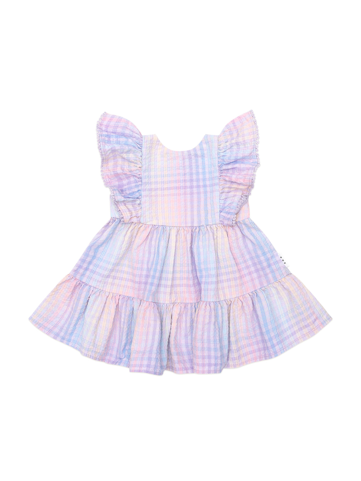 Huxbaby RAINBOW CHECK FRILL DRESS