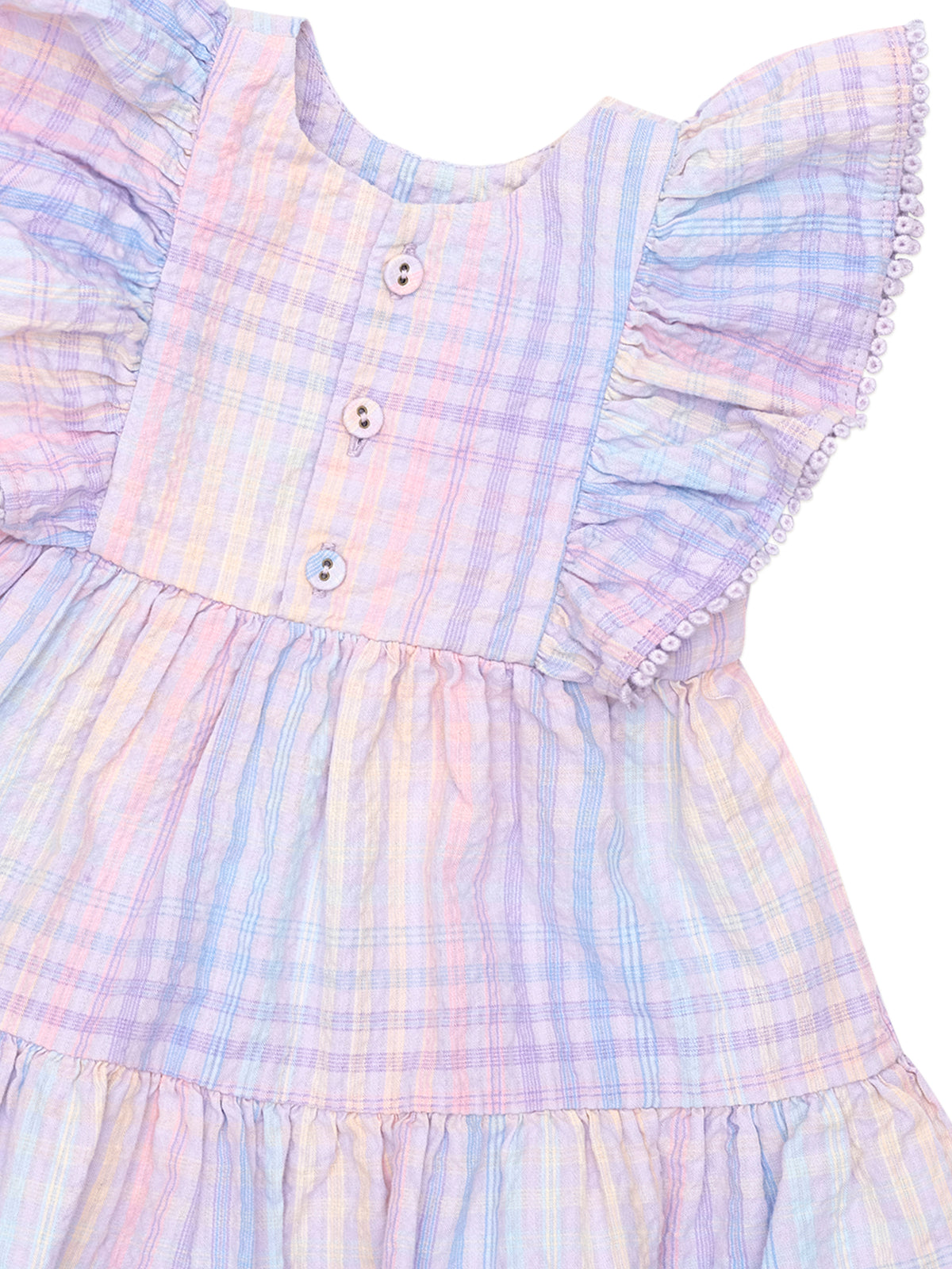 Huxbaby RAINBOW CHECK FRILL DRESS