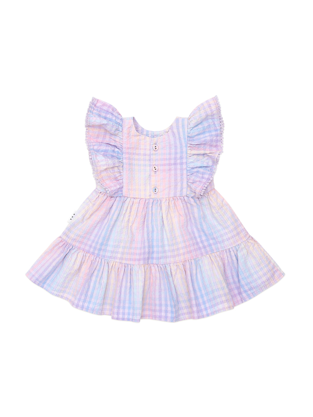 Huxbaby RAINBOW CHECK FRILL DRESS