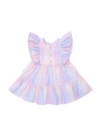 Huxbaby RAINBOW CHECK FRILL DRESS