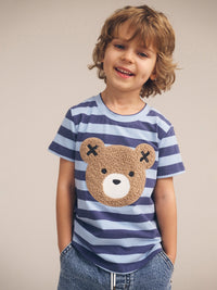 Huxbaby FURRY HUX BLUE STRIPE BEAR T-SHIRT