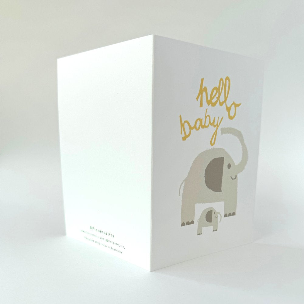 Florence Fry Hello Baby (Elephant) Greeting Card