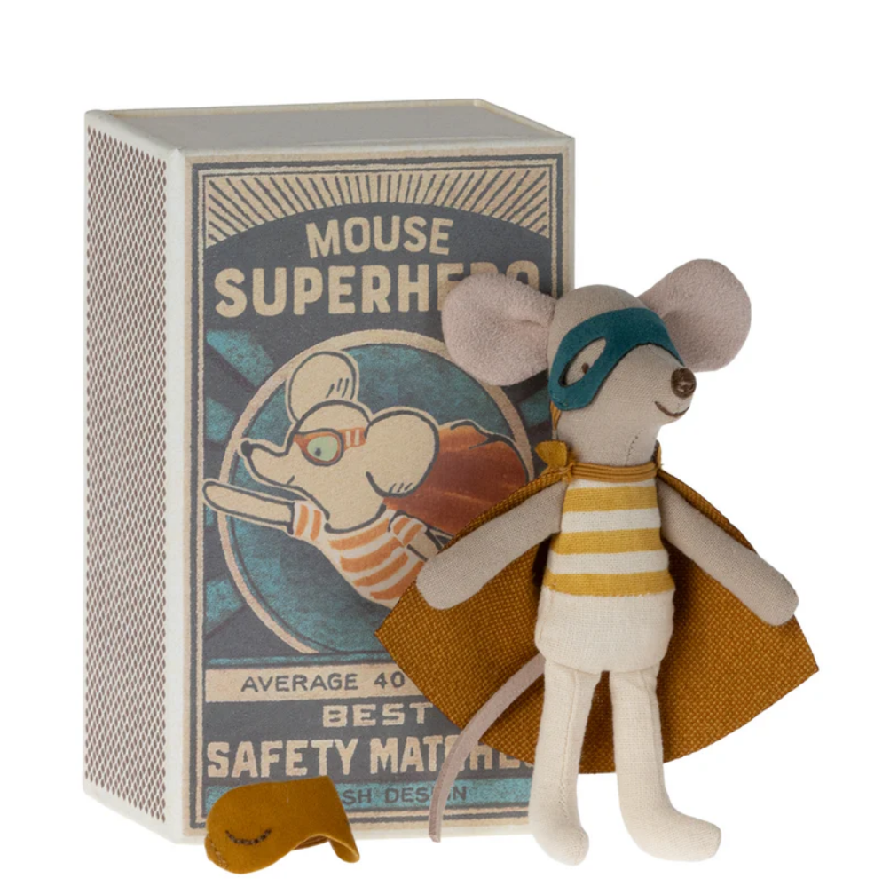 Maileg Super Hero Mouse in Matchbox