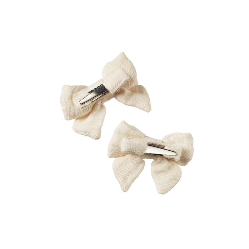 Nature Baby BOW HAIR CLIPS 2 PACK Natural