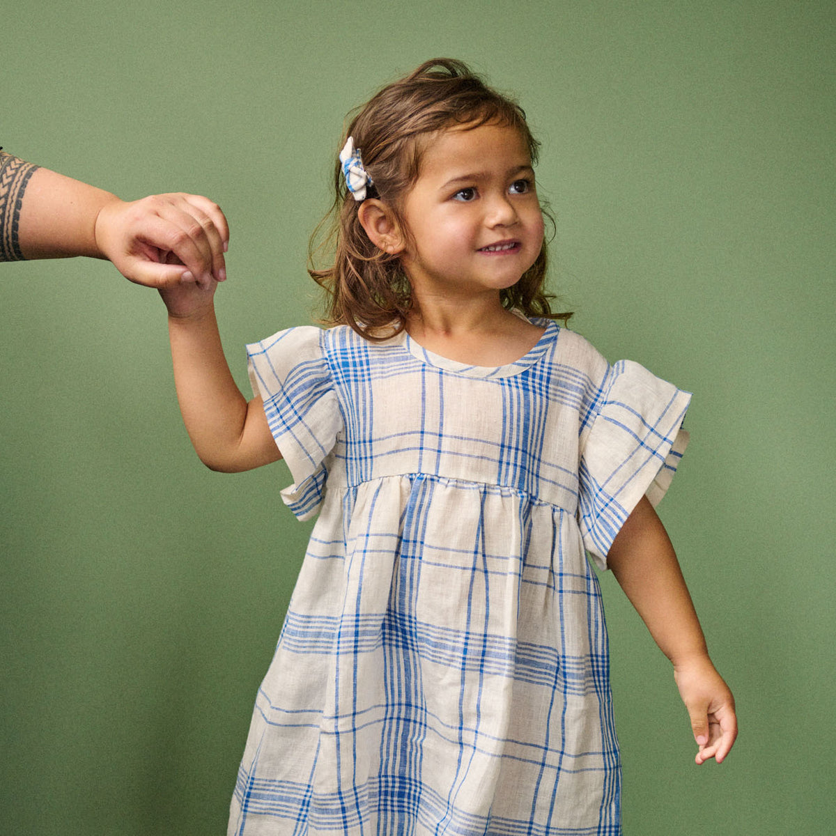 Nature Baby BONNIE DRESS LINEN Clyde Check