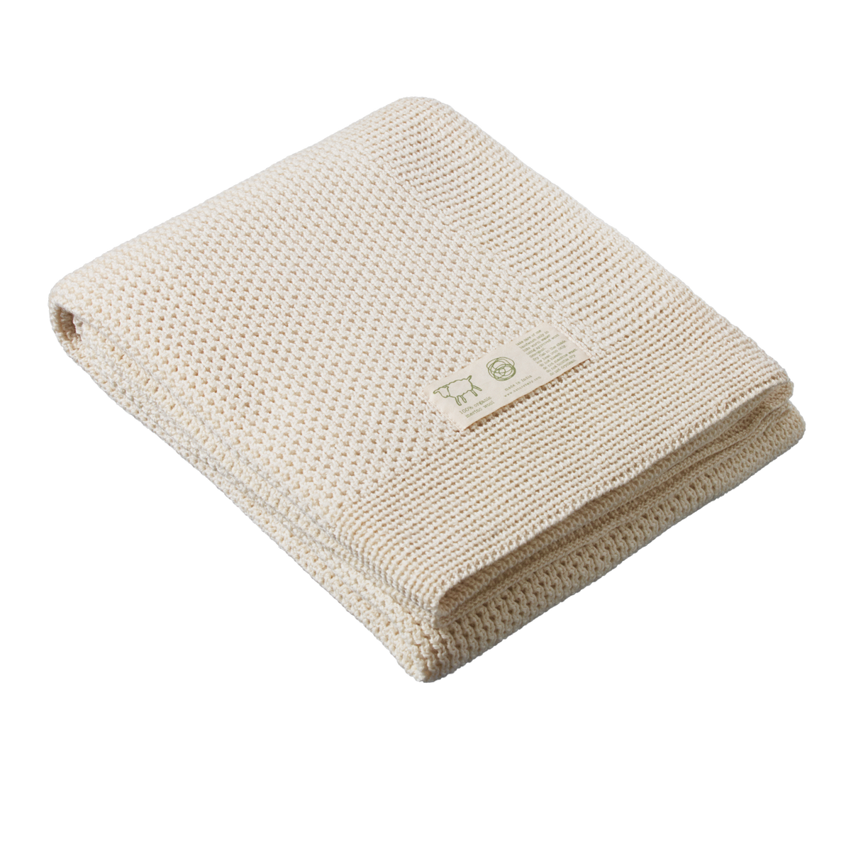 Nature Baby Merino Knit Blanket Bassinet - Natural