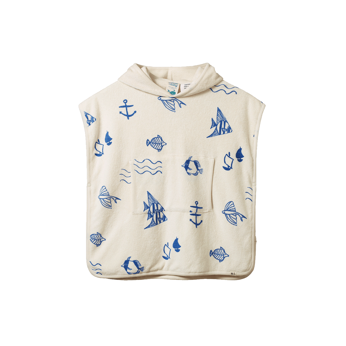 Nature Baby ORGANIC COTTON PONCHO TOWEL Atlantic Print Terry