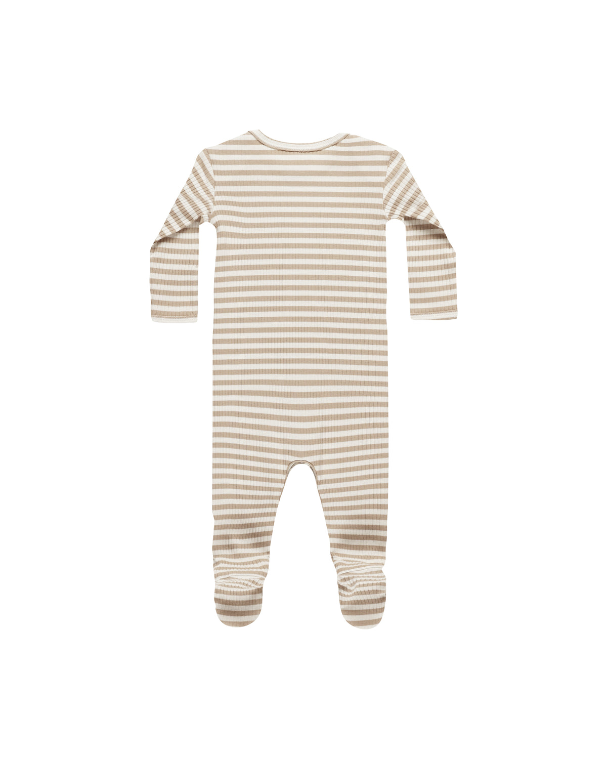 Quincy Mae RIBBED FOOTIE LATTE STRIPE