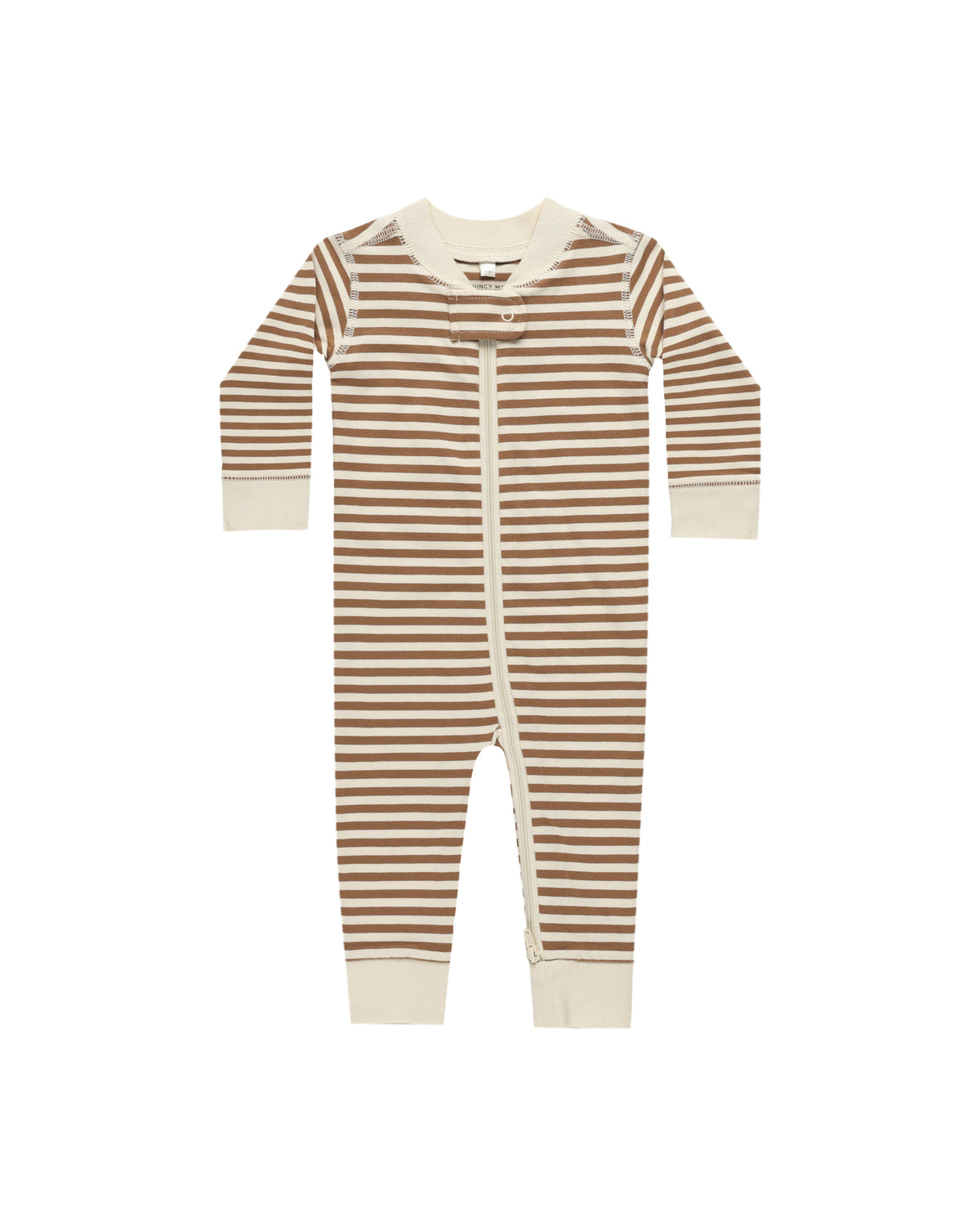 Quincy Mae ZIP LONG SLEEVE SLEEPER CINNAMON STRIPE