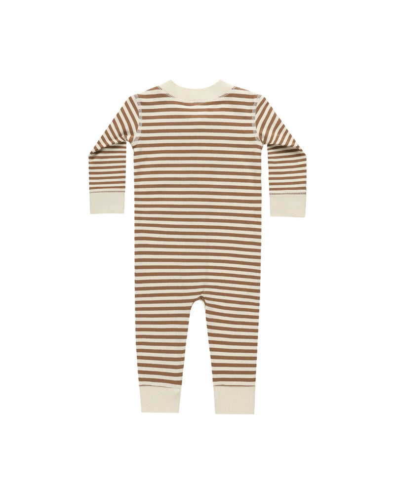 Quincy Mae ZIP LONG SLEEVE SLEEPER CINNAMON STRIPE