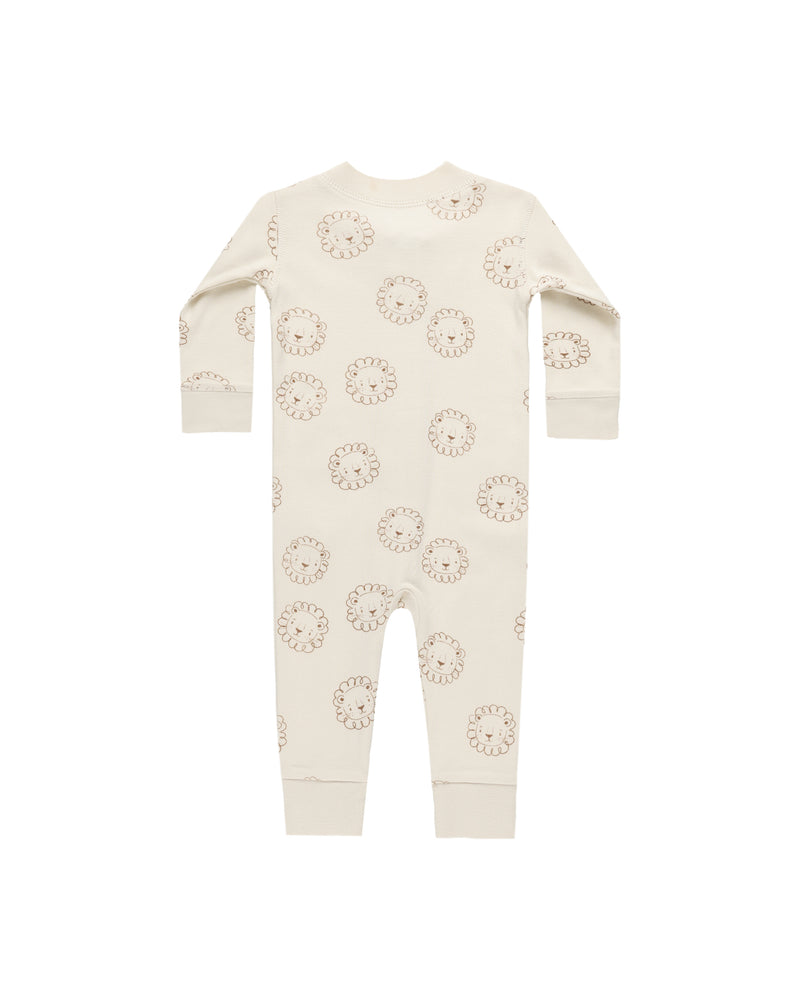 Quincy Mae ZIP LONG SLEEVE SLEEPER LIONS-NATURAL