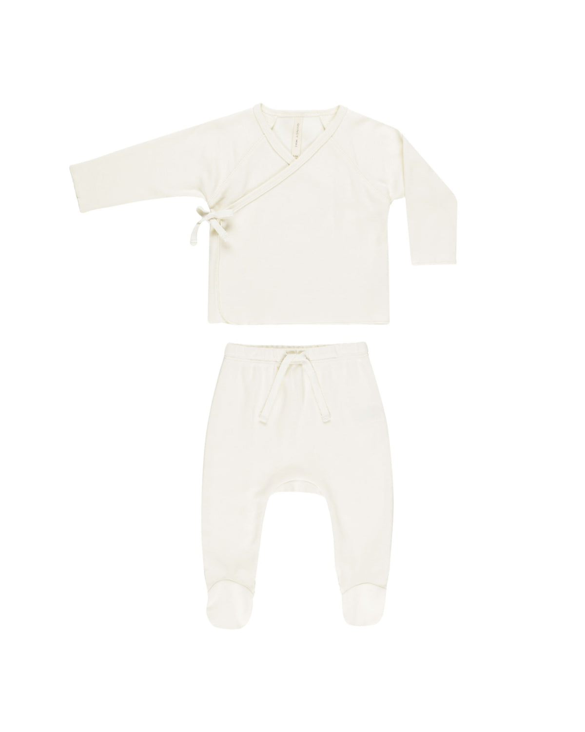 Quincy Mae Wrap Top + Footed Pant Set - Ivory