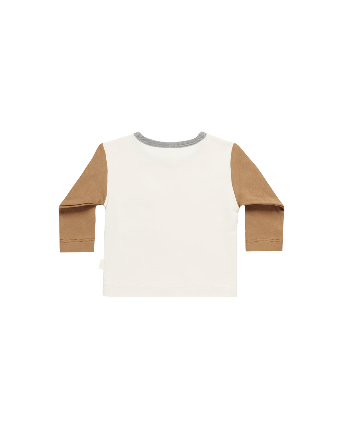 Quincy Mae LONG SLEEVE POCKET TEE || COLOR BLOCK - IVORY