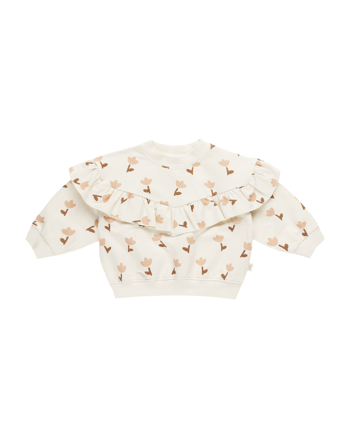 Quincy Mae RUFFLE FLEECE SWEATSHIRT TULIPS-IVORY