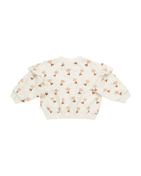 Quincy Mae RUFFLE FLEECE SWEATSHIRT TULIPS-IVORY