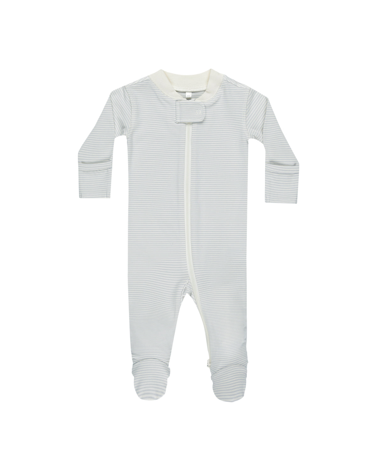 Quincy Mae Zip Long Sleeve Sleeper Footie - Sky Micro Stripe