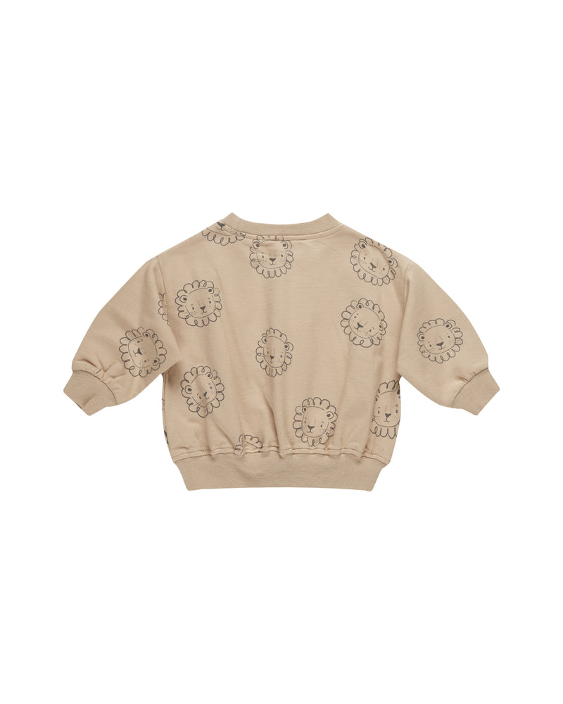 Quincy Mae RELAXED FLEECE SWEATSHIRT LIONS-LATTE