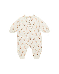 Quincy Mae RELAXED FLEECE JUMPSUIT TULIPS-IVORY