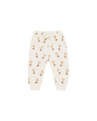 Quincy Mae RELAXED FLEECE SWEATPANT TULIPS-IVORY