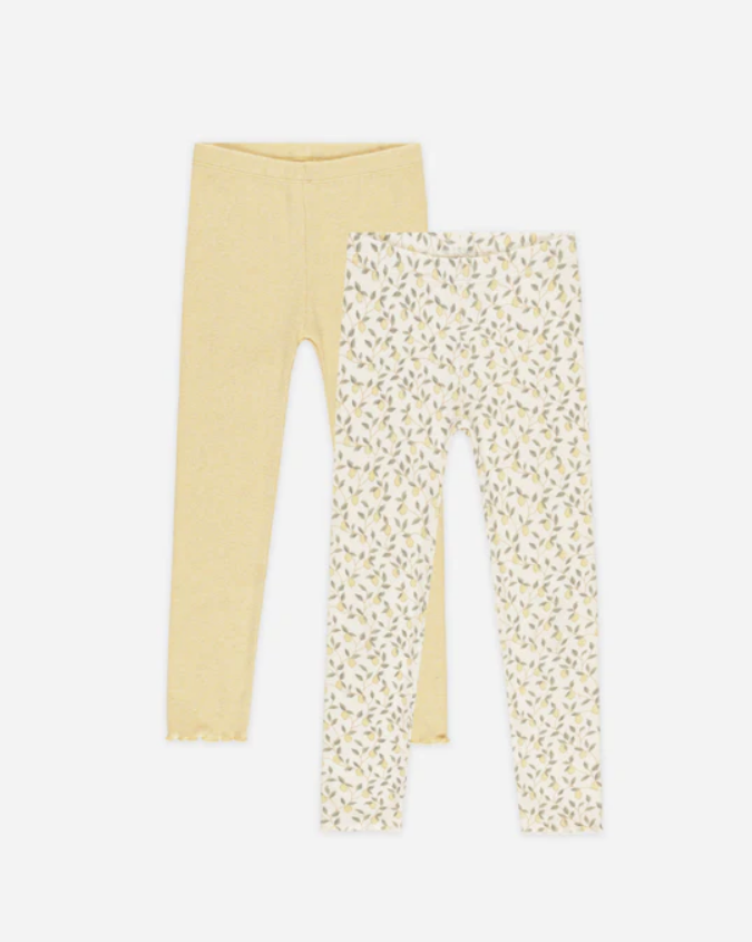 Rylee and Cru Play Ribbed Legging Set || Lemons, Yellow