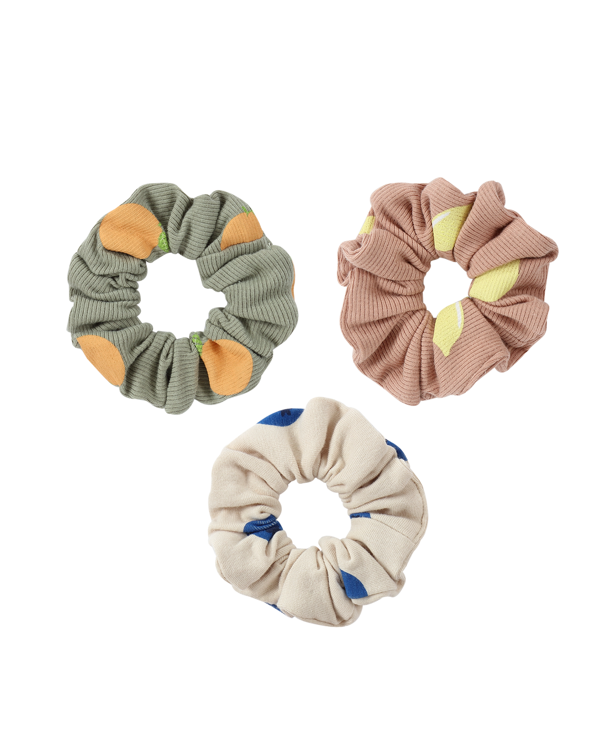 Susukoshi Scrunchie (pack of 3).  Oranges, Lemons, Blueberries