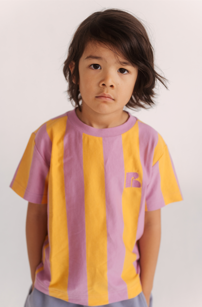 Repose AMS oversized boxy tee - orchid marigold block stripe